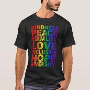 Camiseta Bondade Igualdade de Paz Inclusão de Amor Lgbt Hum