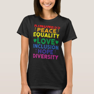 Camiseta Bondade Igualdade de Paz Inclusão Diversidade de C