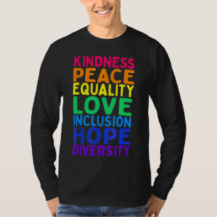 Camiseta Bondade Igualdade de Paz Inclusão Diversidade Huma