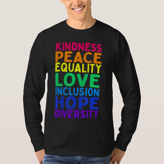 Camiseta Bondade Igualdade de Paz Inclusão Diversidade Huma (Frente)