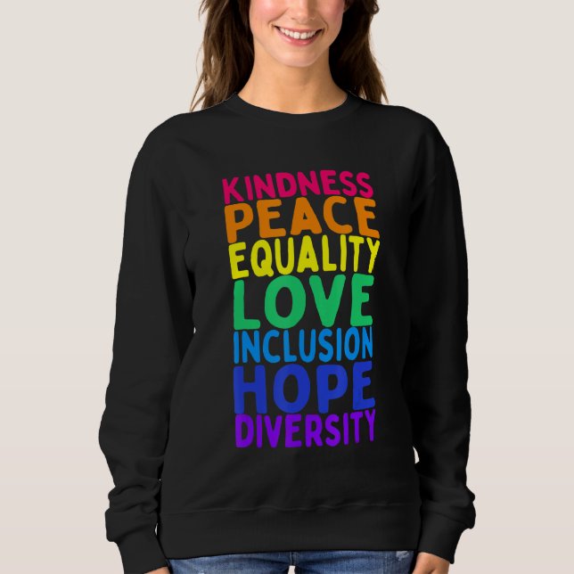 Camiseta Bondade Igualdade de Paz Inclusão Diversidade Huma (Frente)