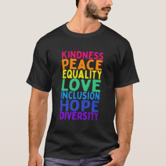 Camiseta Bondade Igualdade de Paz Inclusão Diversidade Huma