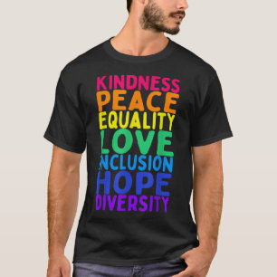 Camiseta Bondade Igualdade de Paz Inclusão Diversidade Huma