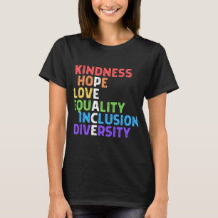 Camiseta Bondade Igualdade de Paz Inclusão Diversidade Huma
