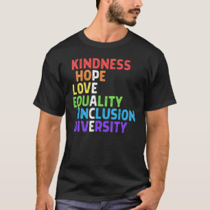 Camiseta Bondade Igualdade de Paz Inclusão Diversidade Huma