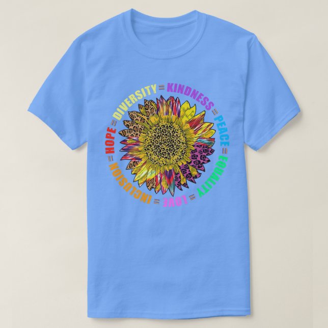 Camiseta Bondade Igualdade de Paz Inclusão dos Direitos Hum (Frente do Design)