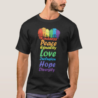 Camiseta Bondade Paz Esperança Amor Fofo Diversidade Arco-í