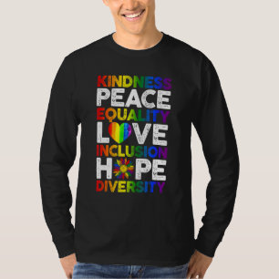 Camiseta Bondade Paz Igualdade Amor Direitos Lésbicos Gay