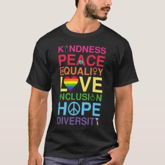 Camiseta Bondade Paz Igualdade Amor Inclusão Esperança 