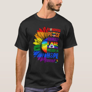 Camiseta Bondade Paz Igualdade Amor Orgulho gay Sunflower L