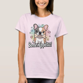 Camiseta Bone Appétit - Kawaii French Bulldog Holding Bone