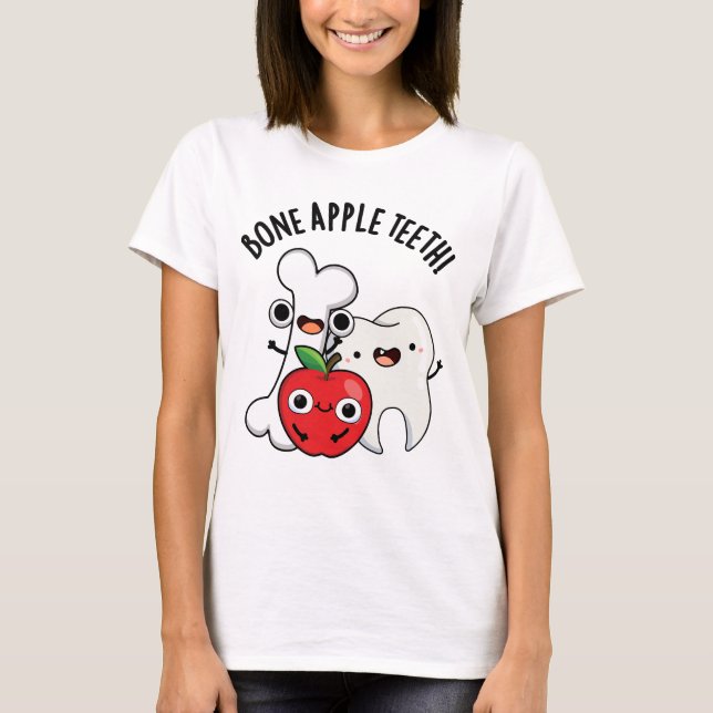 Camiseta Bone Apple Teeth Funny Bona Appetit Pun  (Frente)