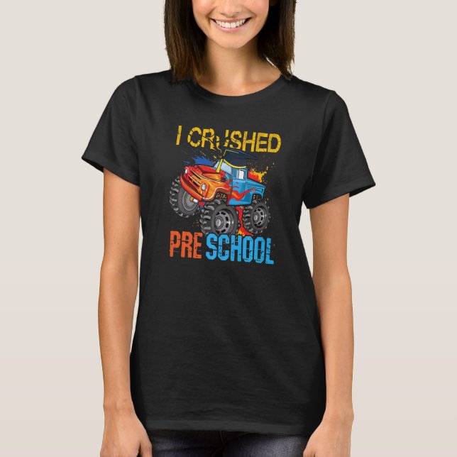 Camiseta Boné de formatura de Monstro da Pré-Escola Esmagad (Frente)