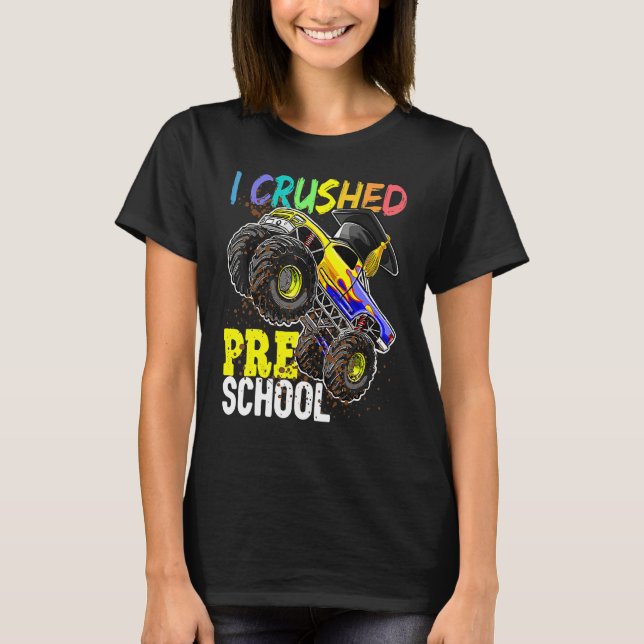Camiseta Boné de formatura de Monstro da Pré-Escola Esmagad (Frente)