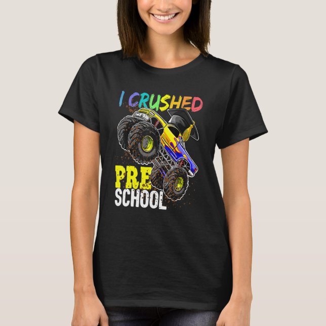 Camiseta Boné de formatura de Monstro da Pré-Escola Esmagad (Frente)