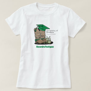 Camiseta Boné de formatura e Flores de Boot Green Cowboy
