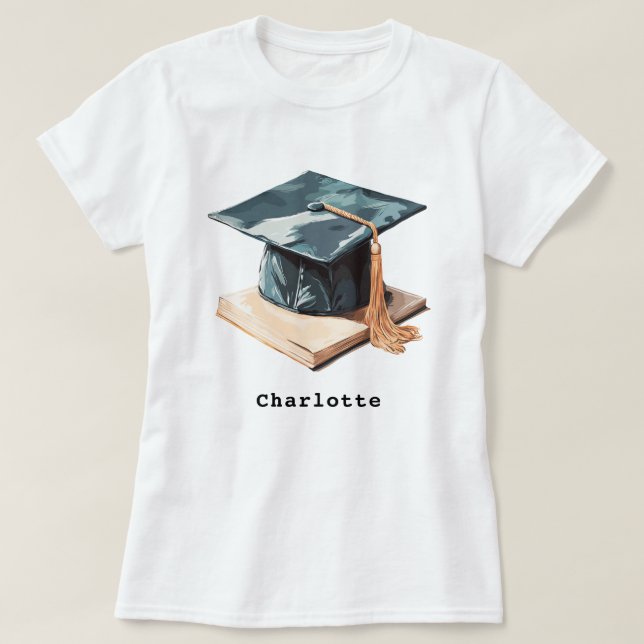 Camiseta Boné de formatura e Livro (Frente do Design)