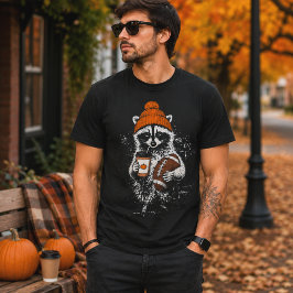 Camiseta Boné de Futebol de Guaxinim Outono Gráfico Café