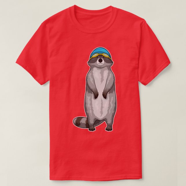 Camiseta Boné de Natação de Racoon (Frente do Design)