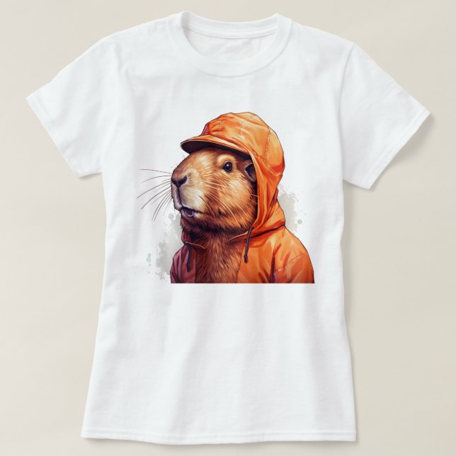 Camiseta boné engraçado da capybara (Frente do Design)