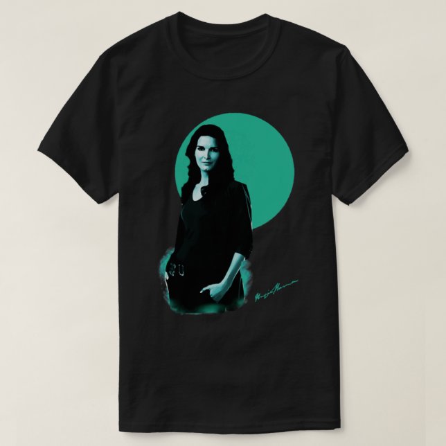 Camiseta Boné poster azul-Angie Harmon (Frente do Design)