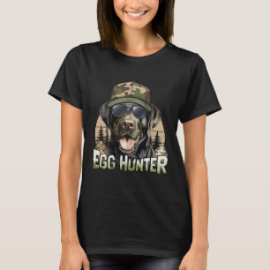 Camiseta Boné preto Labrador Camo Páscoa de caça ao ovo