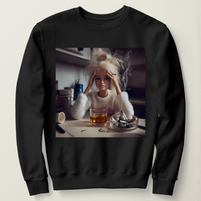 Camiseta Boneca Aflita Meme Fumando e Bebendo | Geração Z   (Frente do Design)
