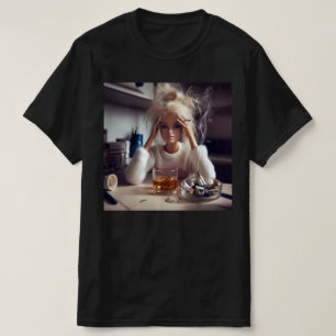 Camiseta Boneca Aflita Meme Fumando e Bebendo   Geração Z  