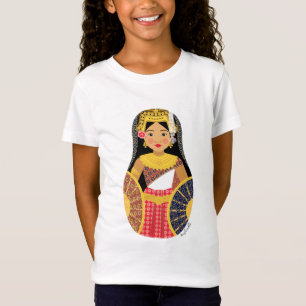 Camiseta Boneca cambojana das meninas de Matryoshka da