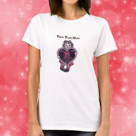 Camiseta Boneca de Trapo Assustadora Sorridente Com Coração