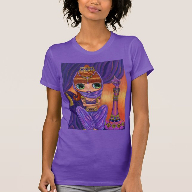 Camiseta Boneca Genética Roxa Grande Gente Olhos Magos Teto (Frente)