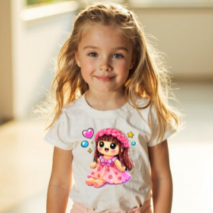 Camiseta Boneca Kawaii no Estilo Adesivo Y2K – Brinquedo Po
