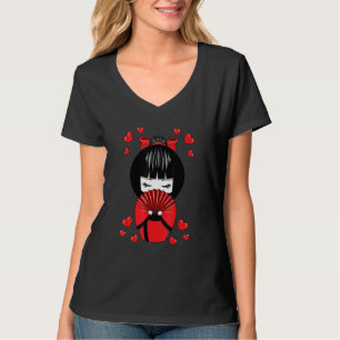 Camiseta Boneca Kokeshi Geisha com Dia de os namorados de C