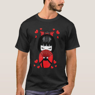 Camiseta Boneca Kokeshi Geisha com Dia de os namorados de C