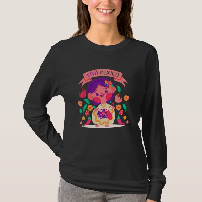 Camiseta Boneca Mexicana Lele ¡Viva o México! (Frente)