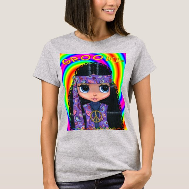 Camiseta Boneca Pintinho de Hippie de Groovy (Frente)