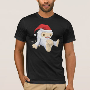 Camiseta Boneca Sasquatch de Natal com chapéu de Papai Noel