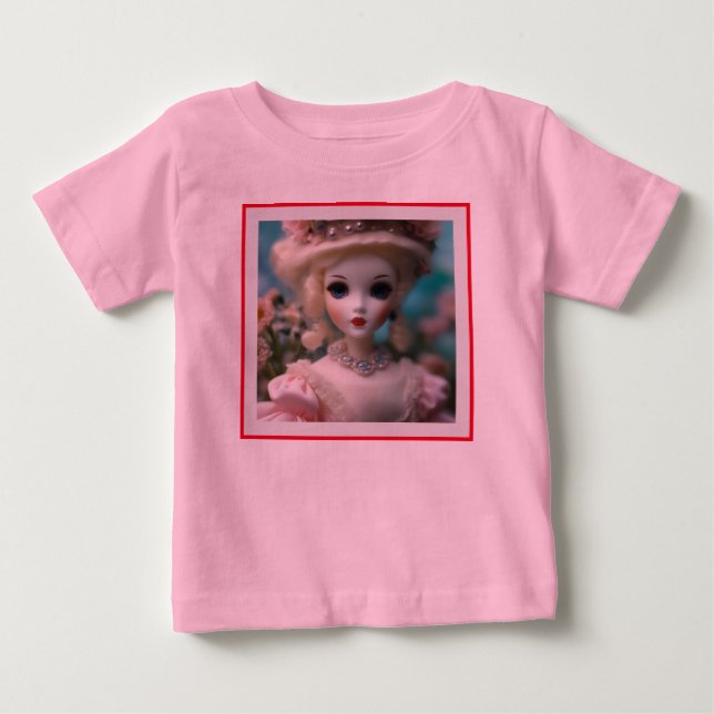 Camiseta Boneca Vintage Azul, (Frente)