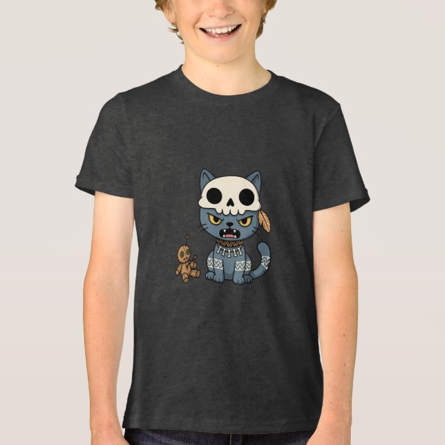 Camiseta Boneca Vodu de Gato Bruxa (Frente)