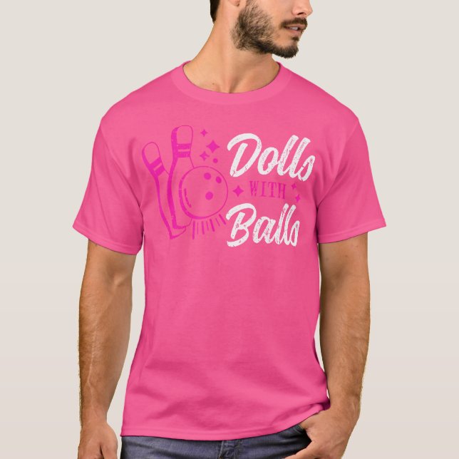 Camiseta Bonecas com Bola de boliche de bolas (Frente)