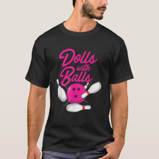 Camiseta Bonecas Com Bolas Engraçadas Mulheres Boliches Na