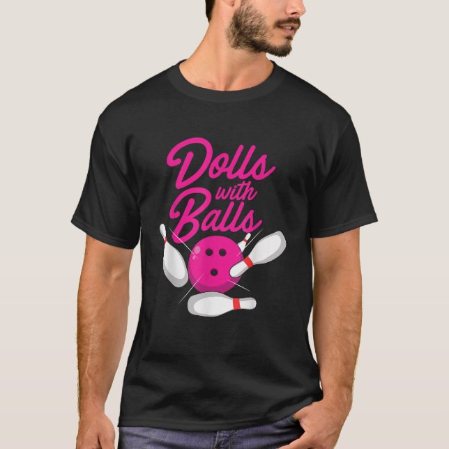 Camiseta Bonecas Com Bolas Engraçadas Mulheres Boliches Na  (Frente)
