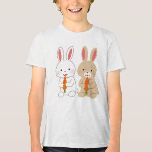 Camiseta Bonecas de Cartoon Bonitas com Cenouras