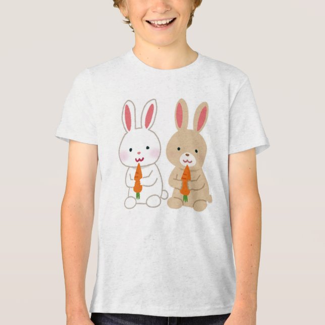 Camiseta Bonecas de Cartoon Bonitas com Cenouras (Frente)