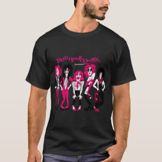 Camiseta Bonecas de Nova York Cartoon Glam Punk Banda de Pe