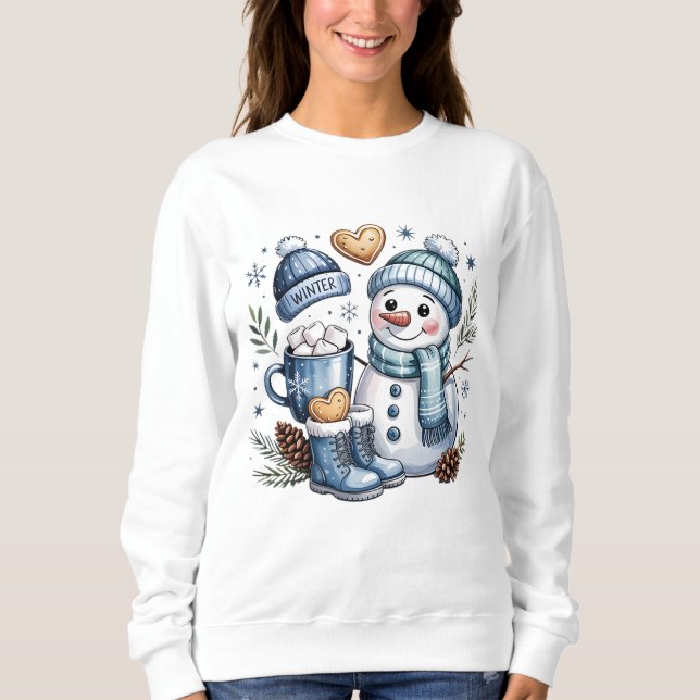 Camiseta Boneco de Neve Aconchegante de Inverno  (Frente)
