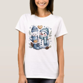 Camiseta Boneco de Neve Aconchegante de Inverno 