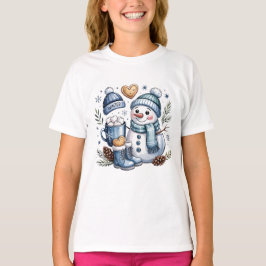 Camiseta Boneco de Neve Aconchegante de Inverno 
