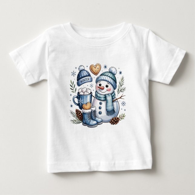 Camiseta Boneco de Neve Aconchegante de Inverno  (Frente)