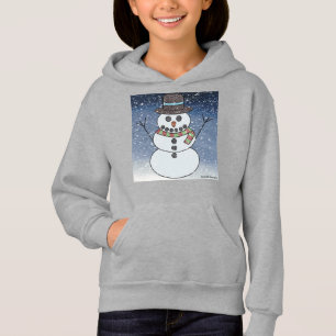 Camiseta Boneco de Neve c/ Fundo (vívido) - Capuz de Menina